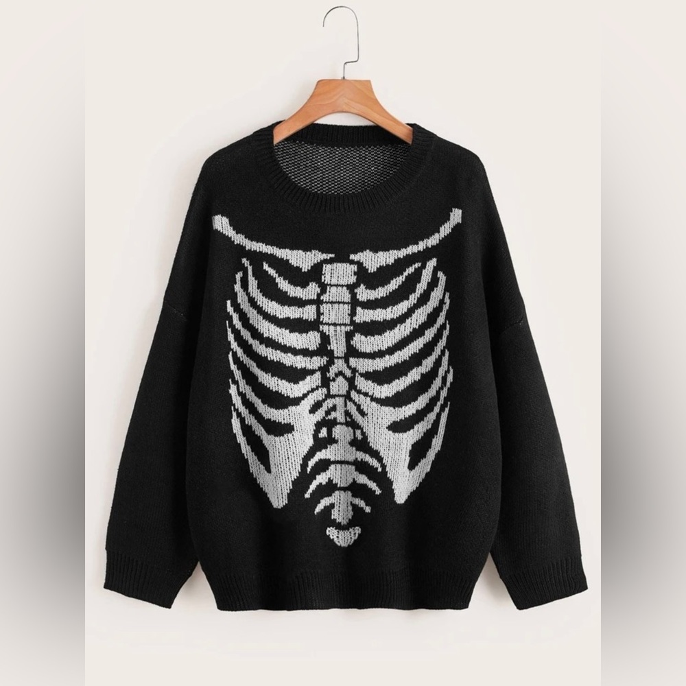 ROMWE Skeleton drop shoulder chunky oversized sweater